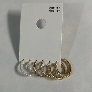 GAP Gold and Pearl Earring Trio